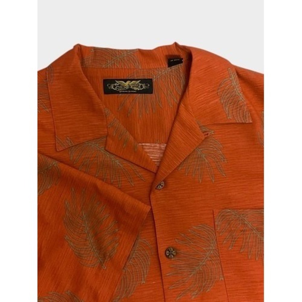 NWOT Eagle Dry Goods Orange Palm Leaves Short Sleeve Hawaiian Shirt Men M China